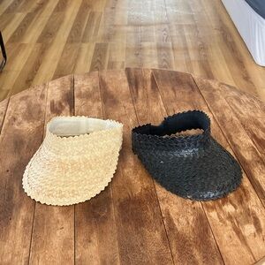 Two Handmade in Hawaii Woven Visors in Black and Tan; Never Worn